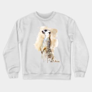 Watercolor Painting - Meerkat Sentinel Crewneck Sweatshirt